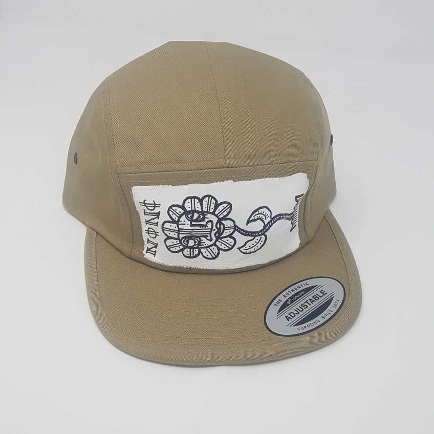 Beige snap back cap