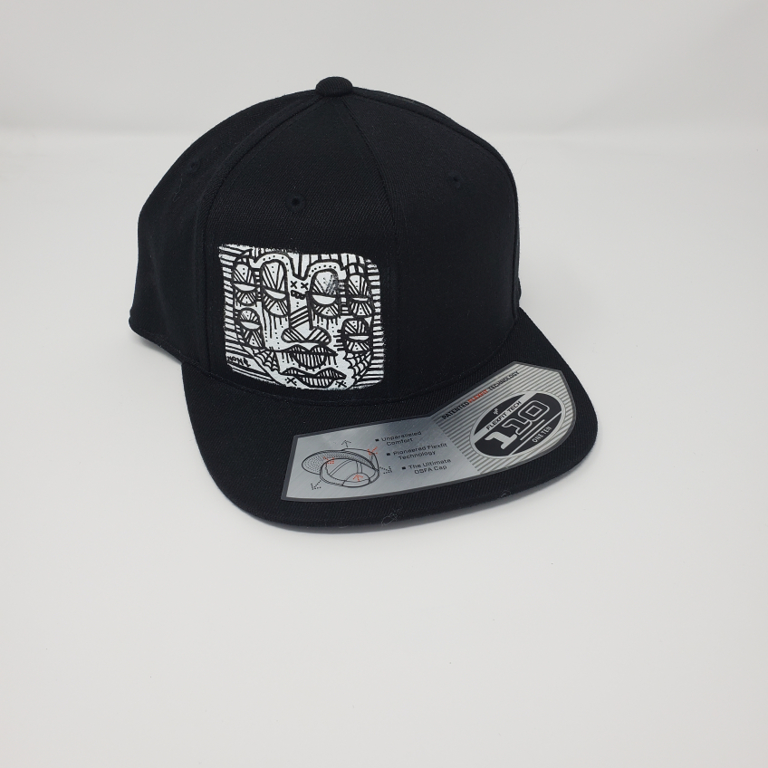Black snap back cap