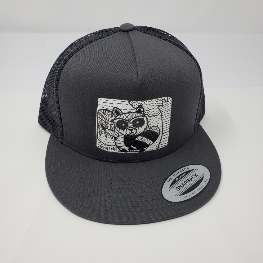 Grey Trucker Snap Back  Black Mesh Cap